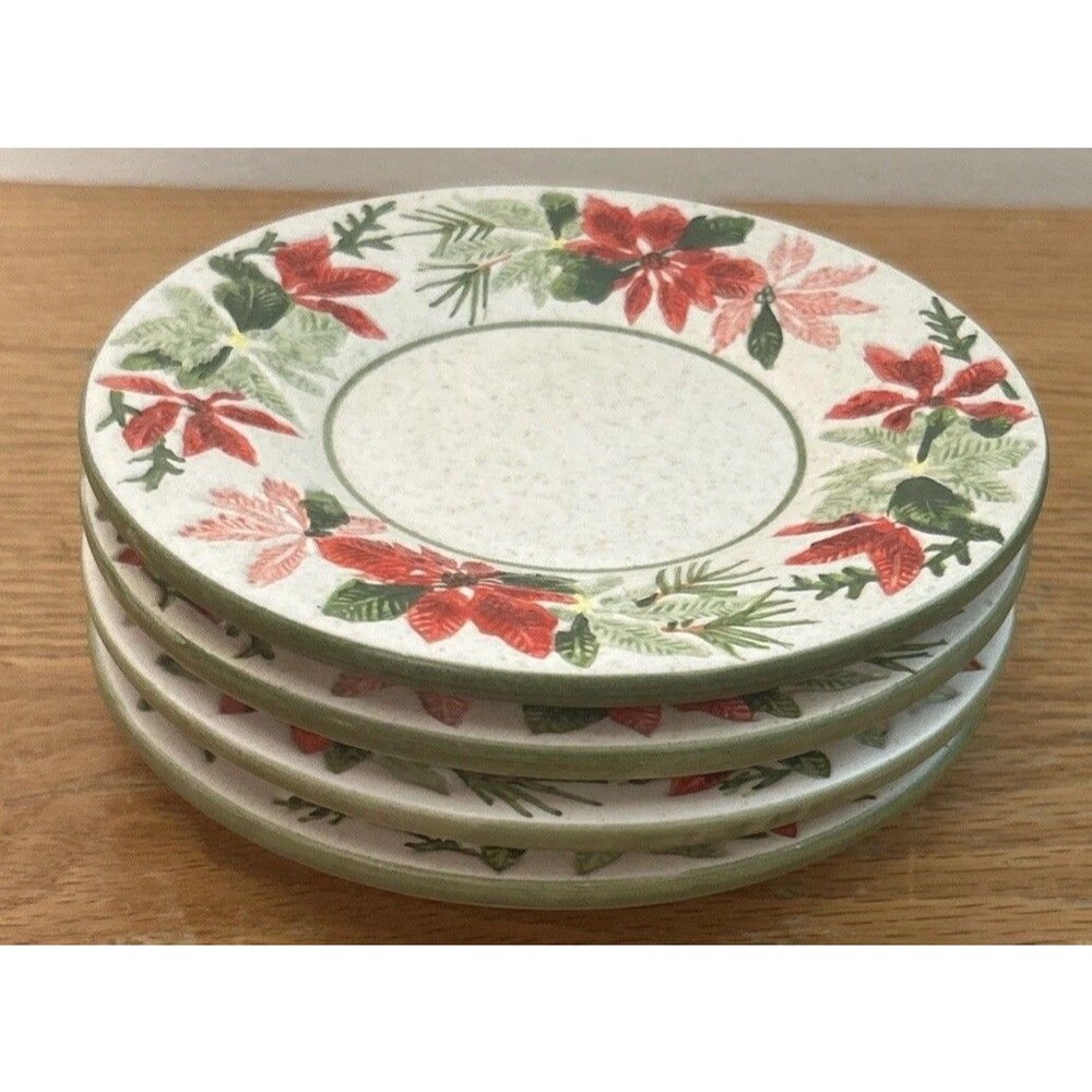 Yankee Candle Small Plates Poinsettia Holiday Set Of 4 Candle Accessories